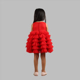 Girls Red Ruffle Dress