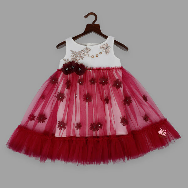 Net frilly fancy frock in Wine