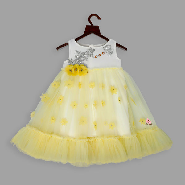 Net frilly fancy frock in Yellow