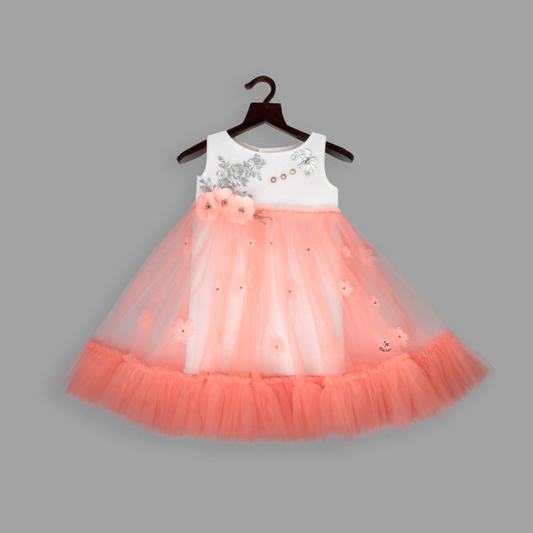 Net frilly fancy frock in Peach