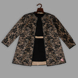 Reversable jacket in black and gold lace