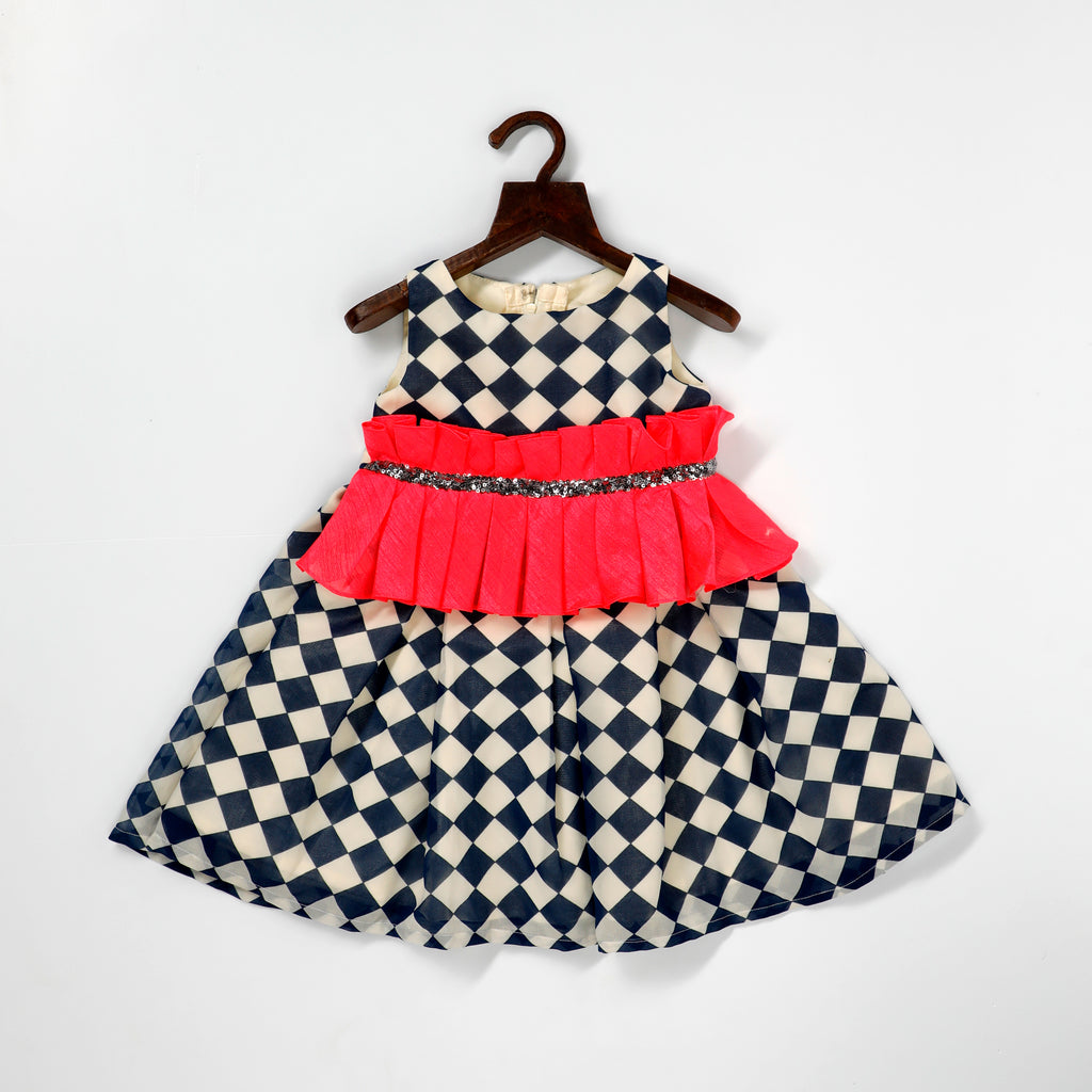 Blue & White Checkered Dress – Pinkcow Designs Private Limited