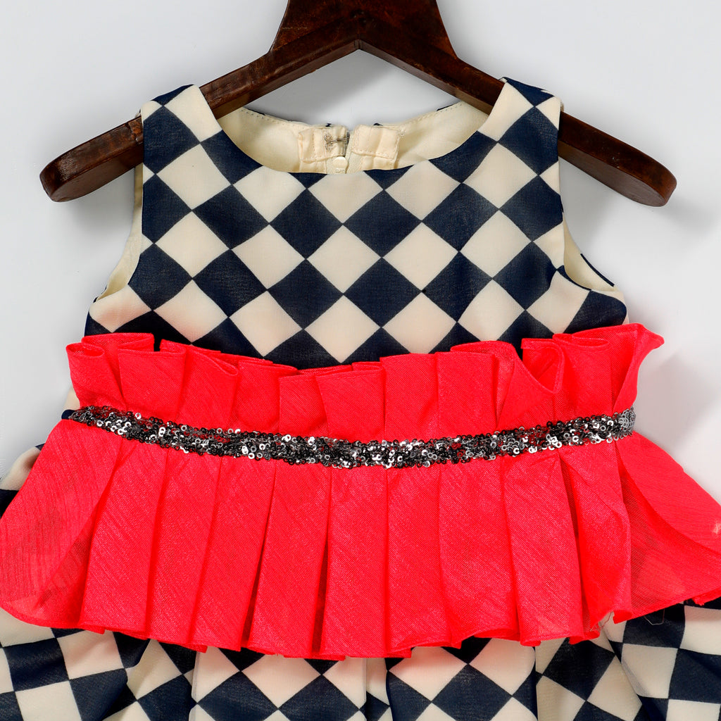 Blue & White Checkered Dress – Pinkcow Designs Private Limited