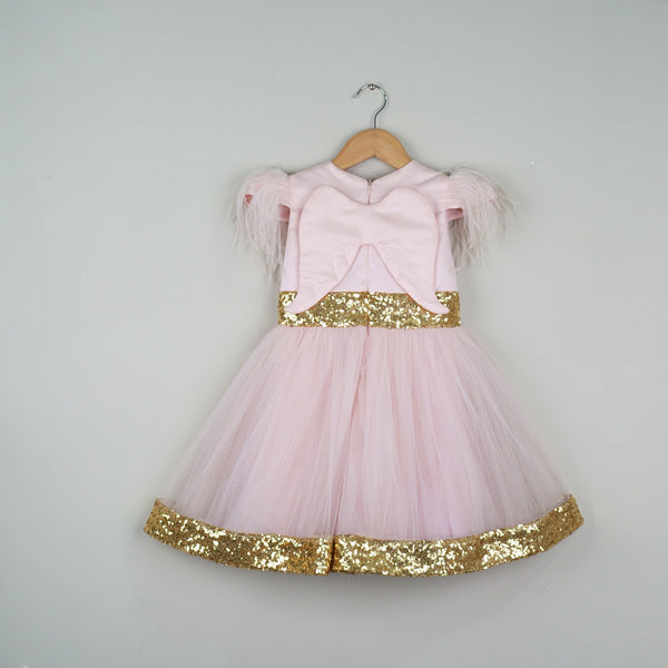 BABY PINK DRESS WITH GOLDEN SEQUIN