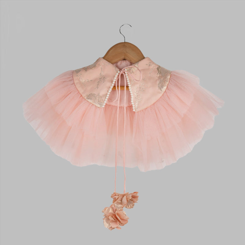 peach shrug with frill – Pinkcow Designs Private Limited